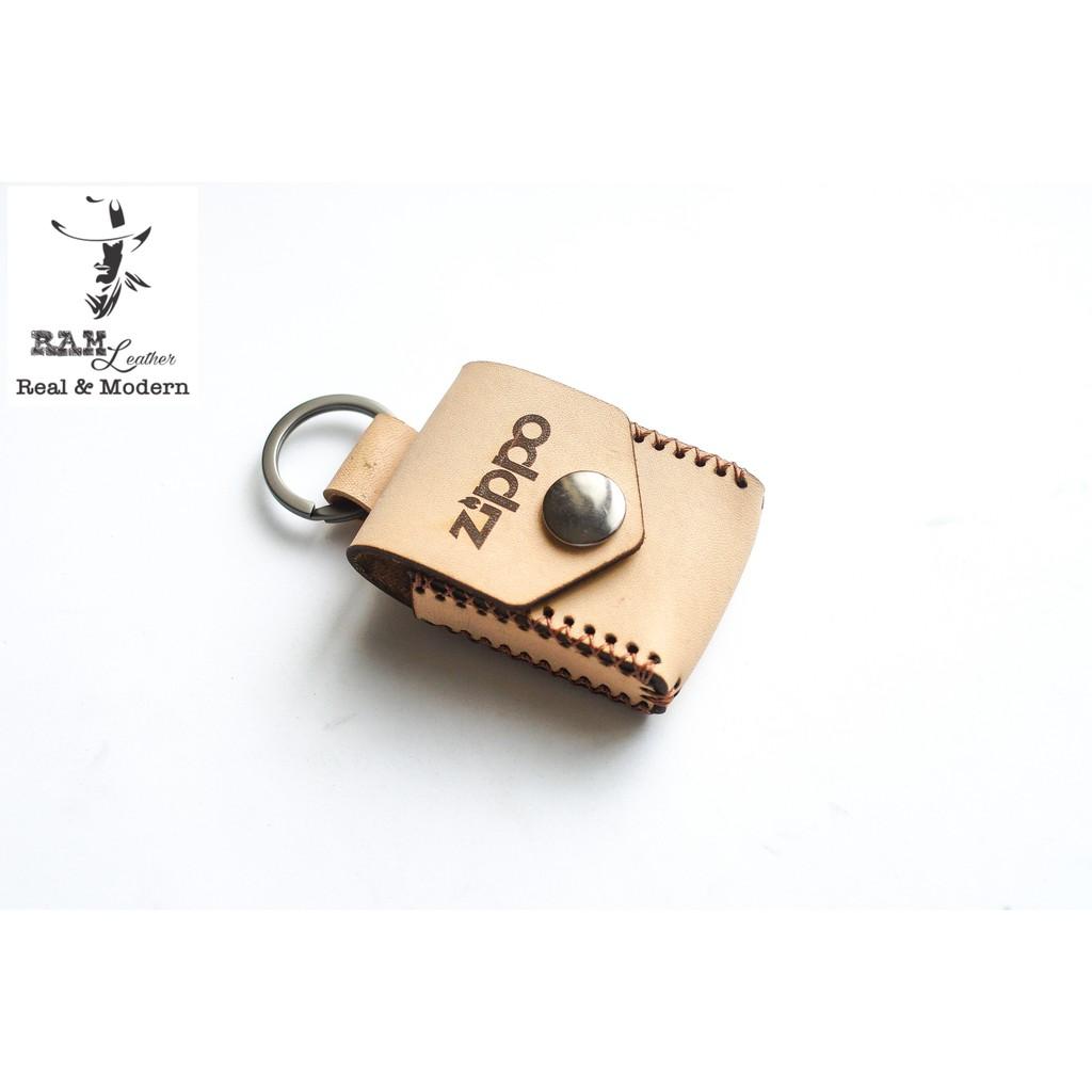 Bao zippo da bò vegtan thảo mộc Ý có móc khóa - RAM Leather