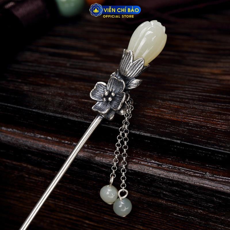 Trâm bạc nữ hoa ngọc lan chất liệu bạc Thái 925 thời trang nữ phụ kiện trang sức nữ Viễn Chí Bảo B100147