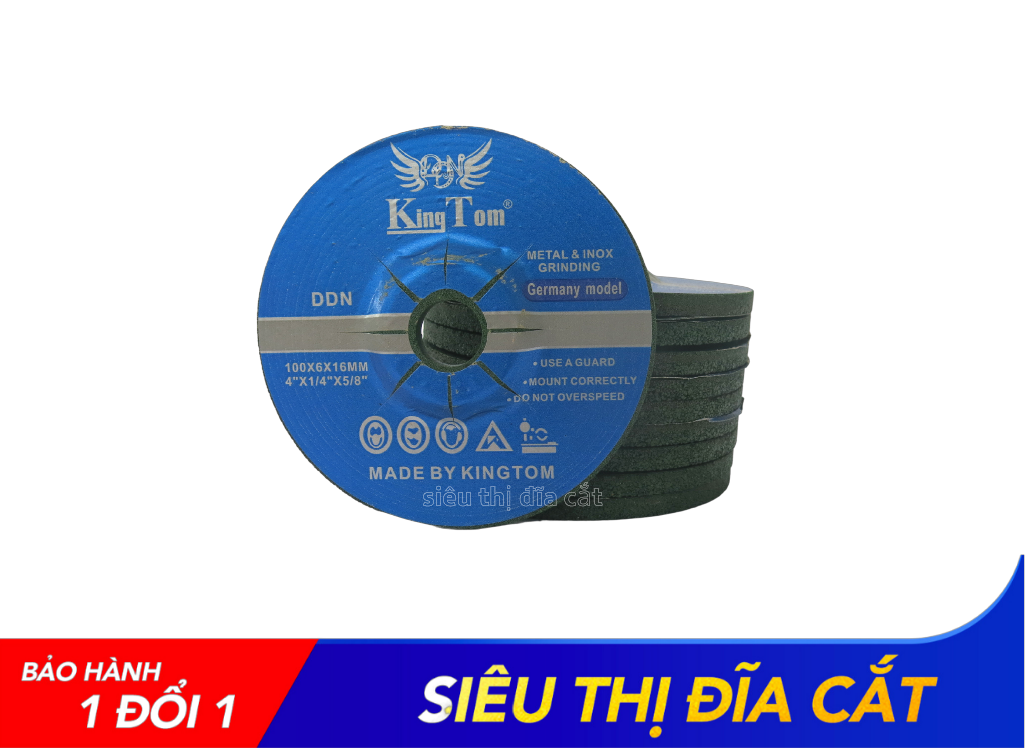 Đá Mài Sắt KingTom Xanh 100 - Hộp 25 Viên - Mài Bén, Êm Tay, Hạn Chế Bụi