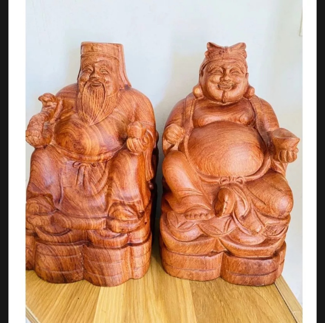 Tượng thần tài gỗ hương nguyên khối siêu nặng mẫu mới cao 20-25 cm