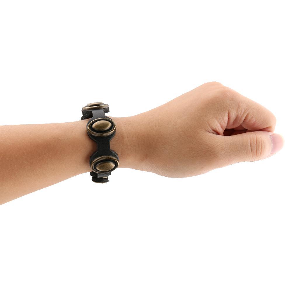 Punk Rock Black Leather Men\'s Bangle Bracelet Adjustable