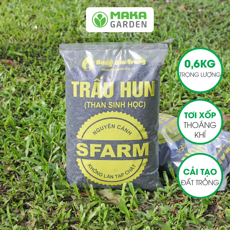 Trấu Hun Nguyên Cánh Sfarm - Túi 5dm3 - Không Lẫn Tạp Chất. Dùng Trồng Thuỷ Canh, Rau Mầm, Ươm Cây Con