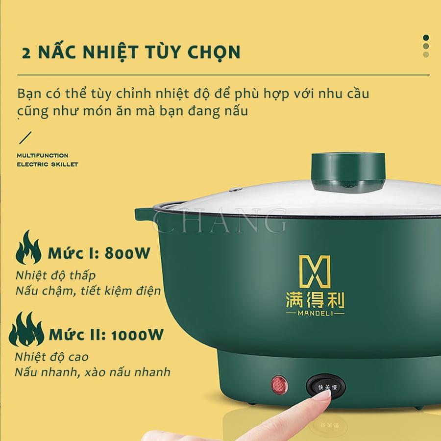 Nồi Lẩu Điện Mini 28cm Tặng Kèm Giá Hấp, Bếp Điện Đa Năng Nướng, Chiên, Xào, Nấu Canh Tiện Lợi