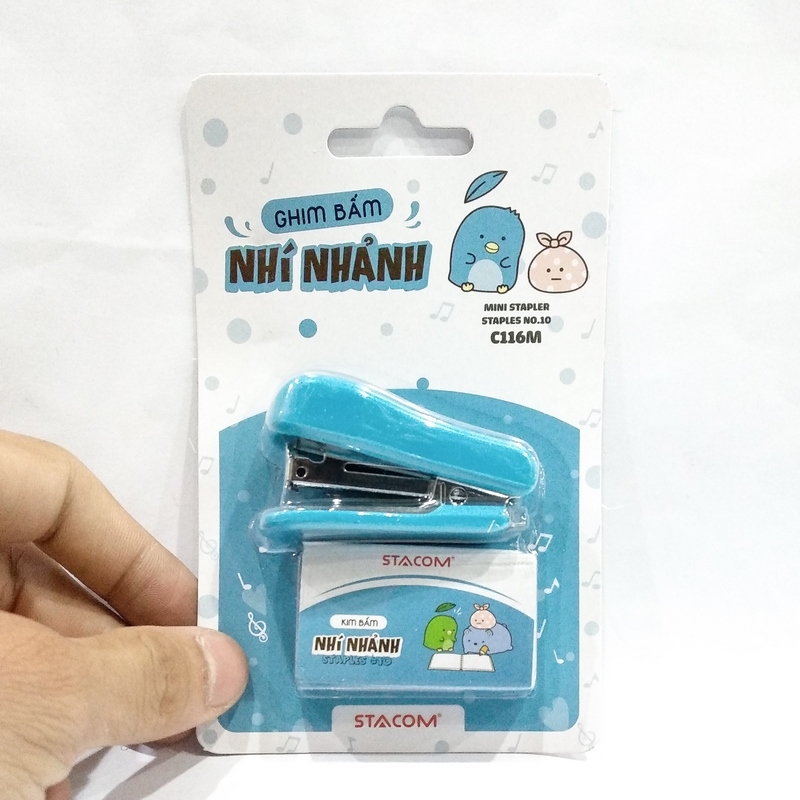 Ghim Bấm Nhí Nhảnh - Đồ Bấm Kim Mini + Kim Bấm Số 10 - Stacom C116M - Xanh Dương