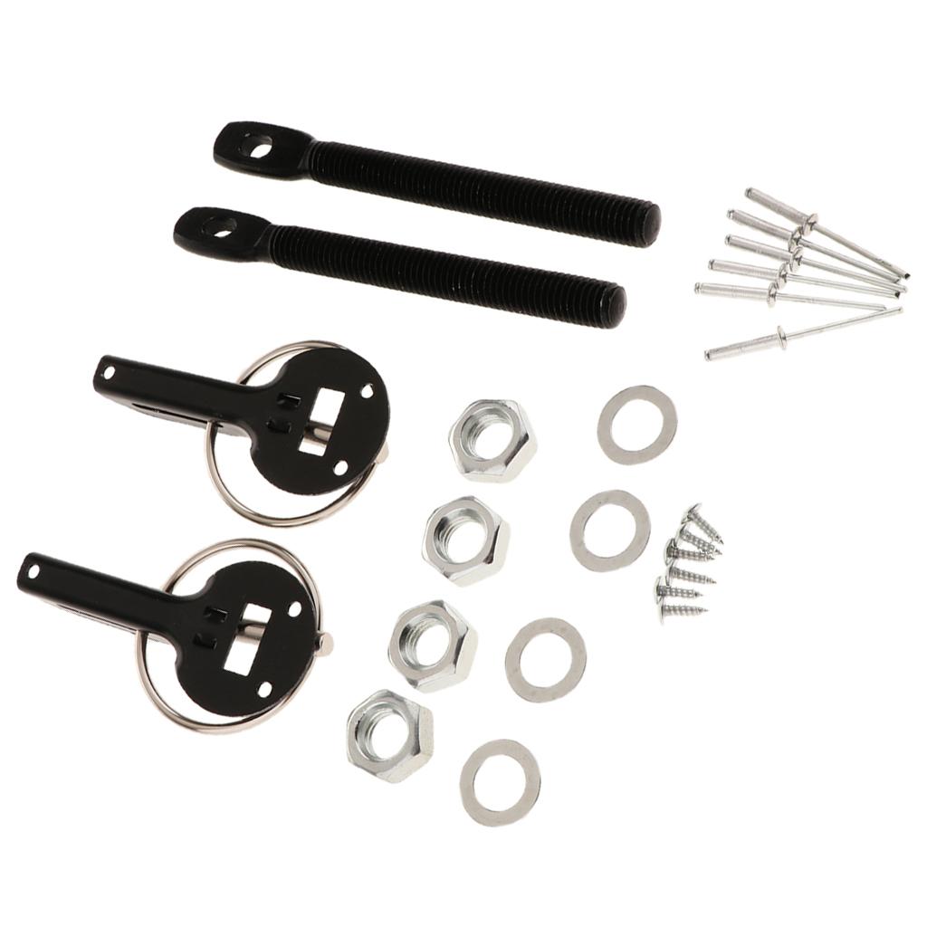 2xUniversal Car Bonnet Hood Pin Pins Key Lock Latch Catch Locking Fasten Kit