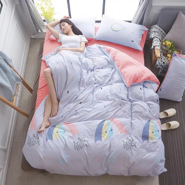 Bộ vỏ chăn ga gối cotton tici Pastel cao cấp A - mẫu mã đa dạng, màu sắc tươi sáng