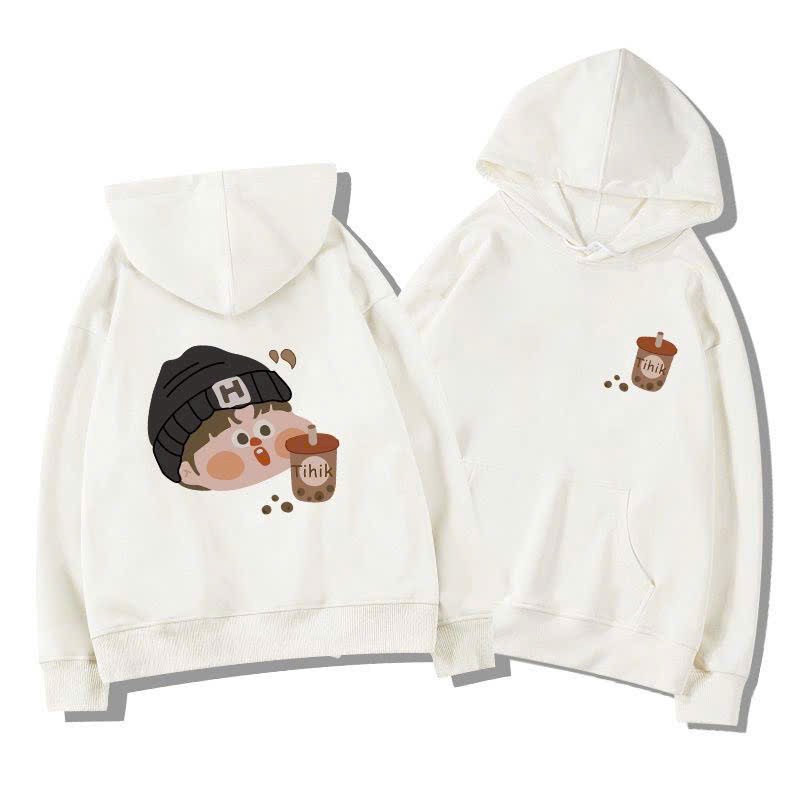 Áo Hoodie đôi in hình chó mèo kéo xích 4 màu chất nỉ cotton lót bông cao cấp form rộng unisex, Áo sweatshirt cặp nam nữ dáng rộng cổ tròn in hình gấu thời trang unisex Hàn Quốc
