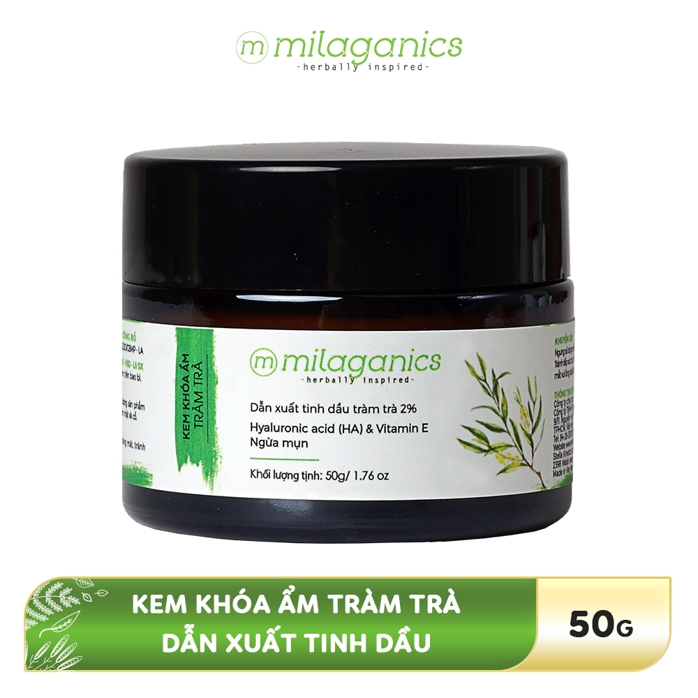 Kem Khóa Ẩm Dẫn Xuất Tinh Dầu Tràm Trà 2% Milaganics 50g