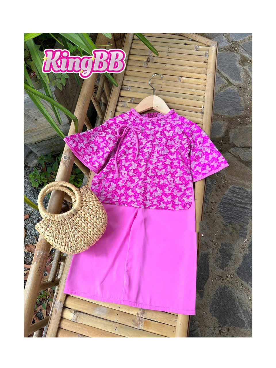 Bộ bà ba pháp phục cho bé gái đính nơ đi chơi biểu diễn đẹp từ 12-40kg chất lụa mềm mát