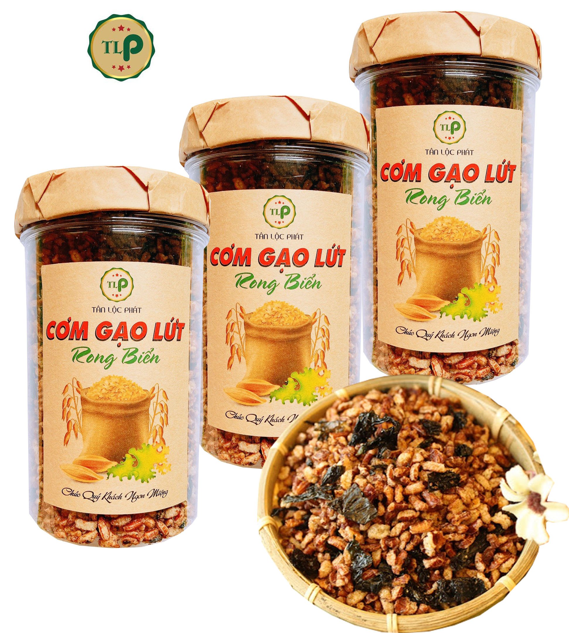 CƠM GẠO LỨT RONG BIỂN GIÒN XỐP TLP - HŨ 250G ĂN CHAY ĐƯỢC