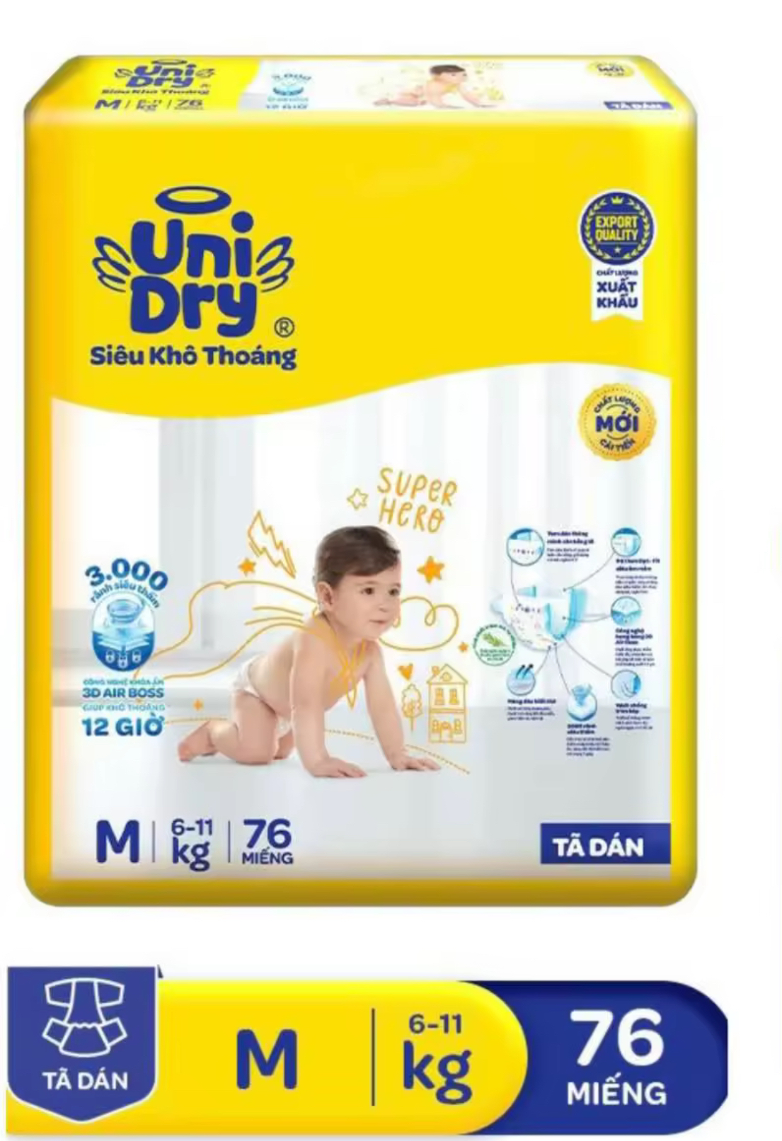 Mẫu Mới Tã dán Unidry M76 Cho Bé Từ 6-11kg - Date luôn mới