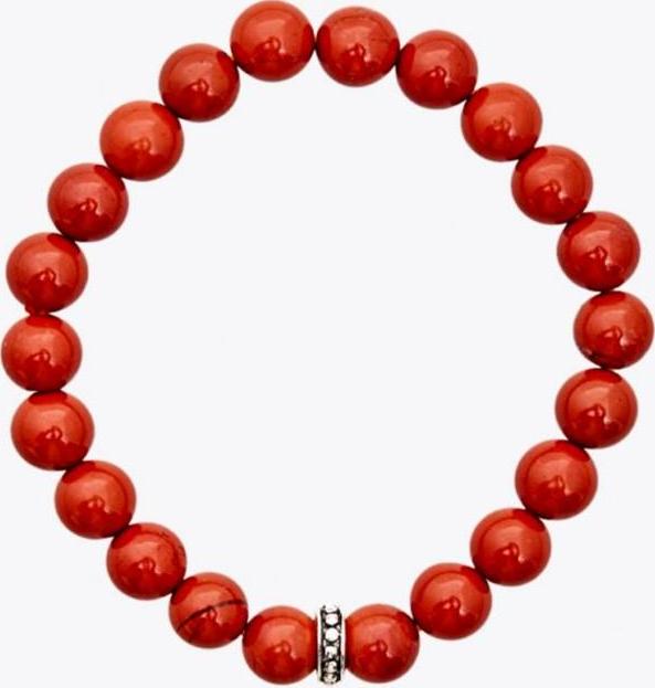 Vòng Tay Đá Red Jasper Charm Bạc Thái - Hỏa Thổ