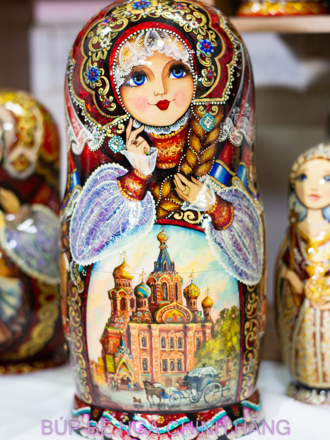 BỘ BÚP BÊ NGA MATRYOSHKA CAO CẤP CỠ LỚN 15 LỚP 35CM HOA VĂN "PHONG CẢNH SAINT PETERSBURG" CỰC ĐẸP VÀ SANG TRỌNG