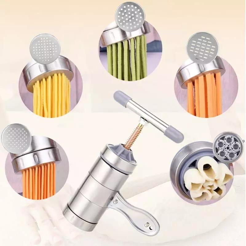 Máy Làm Bún Tươi, Mì, Bánh Canh Tại Nhà 5 Đầu Inox Tiện Dụng Tặng Kèm Dụng Cụ Đánh Trứng - Free Ship Toàn Quốc