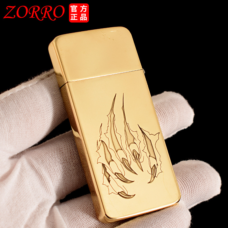 Vỏ Hộp Quẹt Bật Lửa Xăng Đá Zorro ZC5 Khắc Hình Hổ Gầm Dũng Mãnh Quyền Lực, Nắp Khít Giữ Xăng Tốt