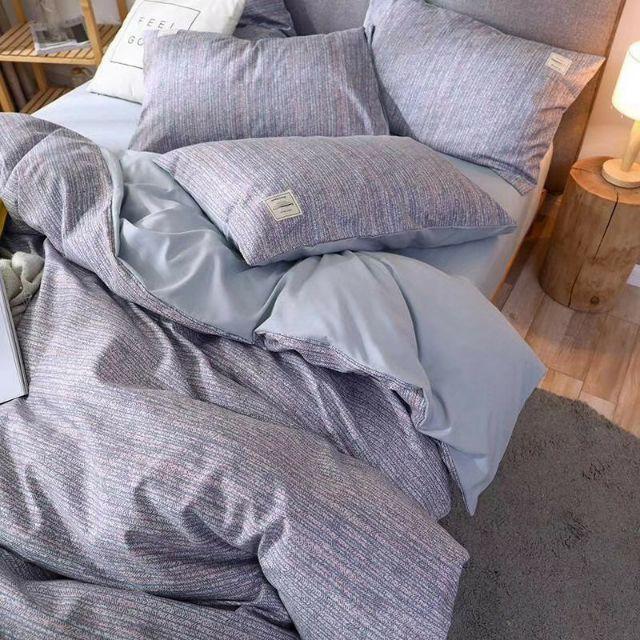 Bộ Chăn Ga Gối Cotton Tici Đũi Cao Cấp Tím Nhạt Xước