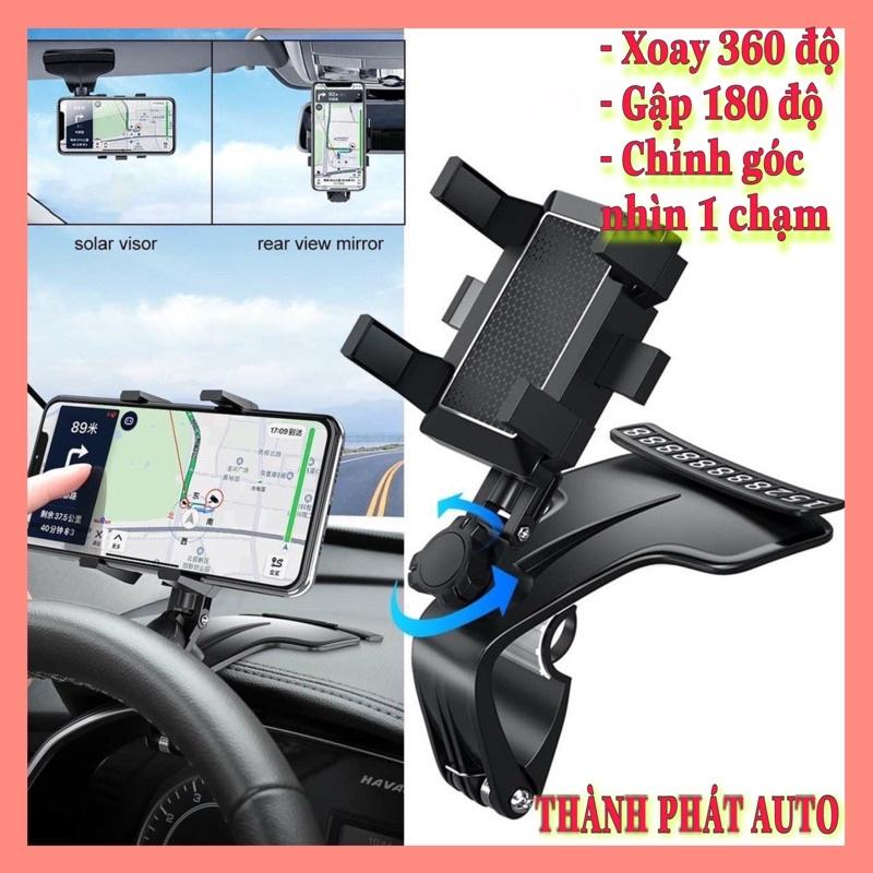 Giá đỡ kẹp điện thoại trên ô tô xe hơi xoay 360 độ chống rung gắn taplo, gương chiếu hậu kèm bảng số điện thoại