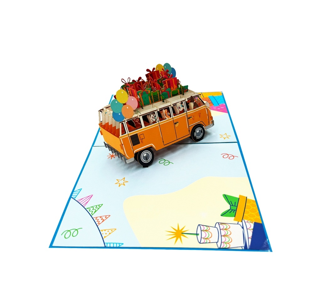 B31 -  Thiệp 3D Xe Buýt Sinh Nhật – Birthday Van – Pop Up Card Viethands Giftshop