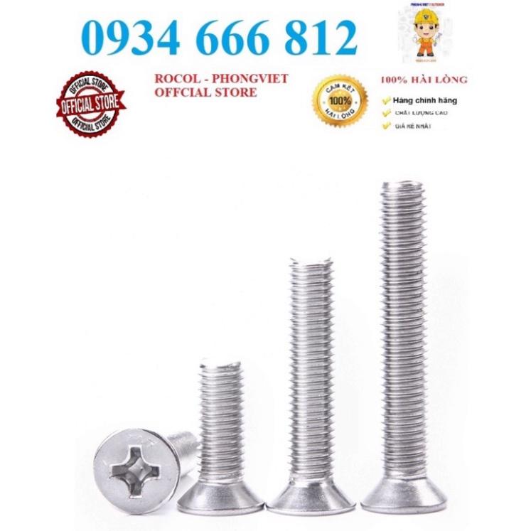 Combo 50c Vít pake Đầu Bằng INOX 304 M6, M6X12, M6X16, M6X20, M6X25