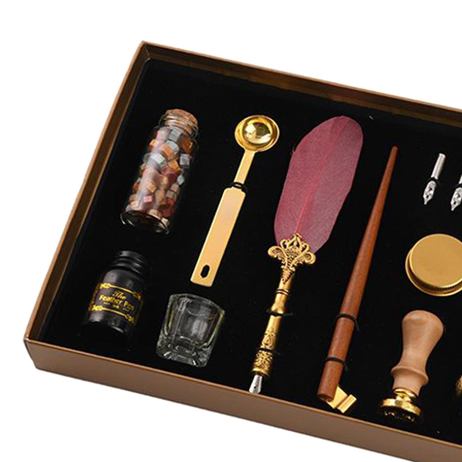 Fountain Pen Antique Quill Feather Dip Pen and Set Red Quill
