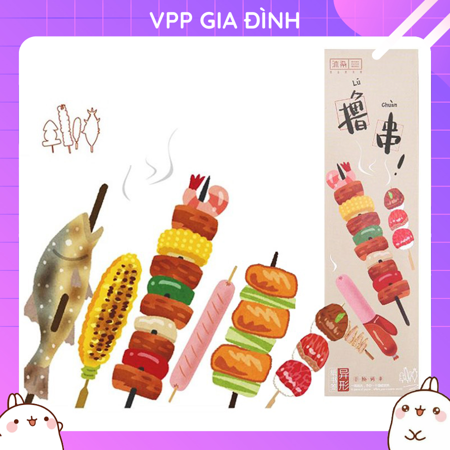 Hộp 30 Đánh Dấu Trang Sách Bookmark Giấy Xiên Đồ Nướng Thơm Ngon