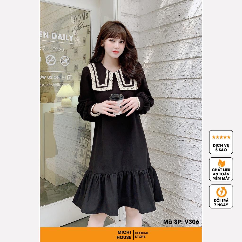 Váy Dáng Suông Rộng Đuôi Cá Freesize MICHI House Đầm Thiết Kế Dài Tay Mặc Bầu Cũng Xinh V306