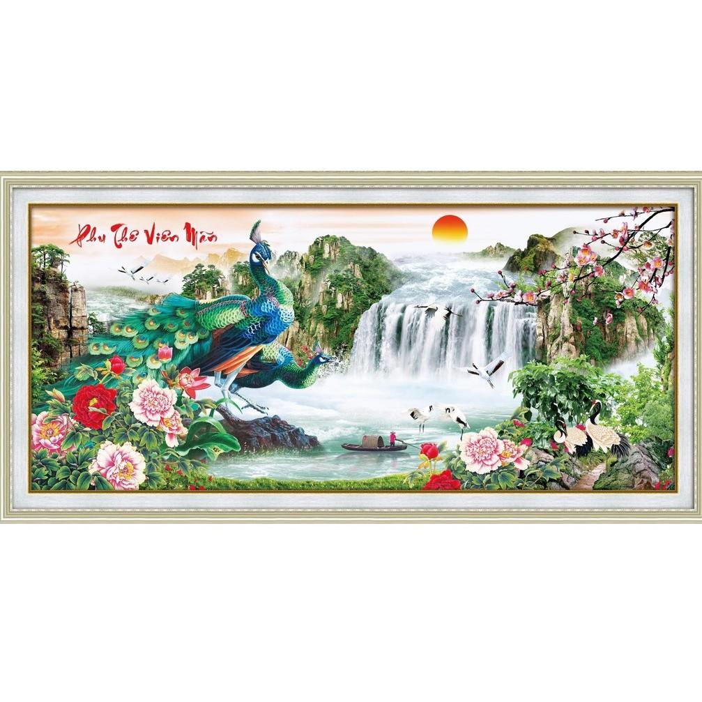 Tranh thêu công phu thê viên mãn 88925 - kích thước: 123 * 60cm.
