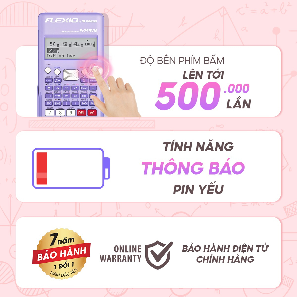 Máy Tính Khoa Học Flexio - Thiên Long Fx799VN - Màu Đen