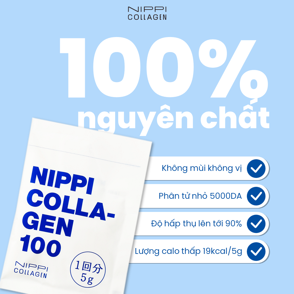 NIPPI Collagen 100 nguyên chất 100% peptide [Hộp 30 gói nhỏ]