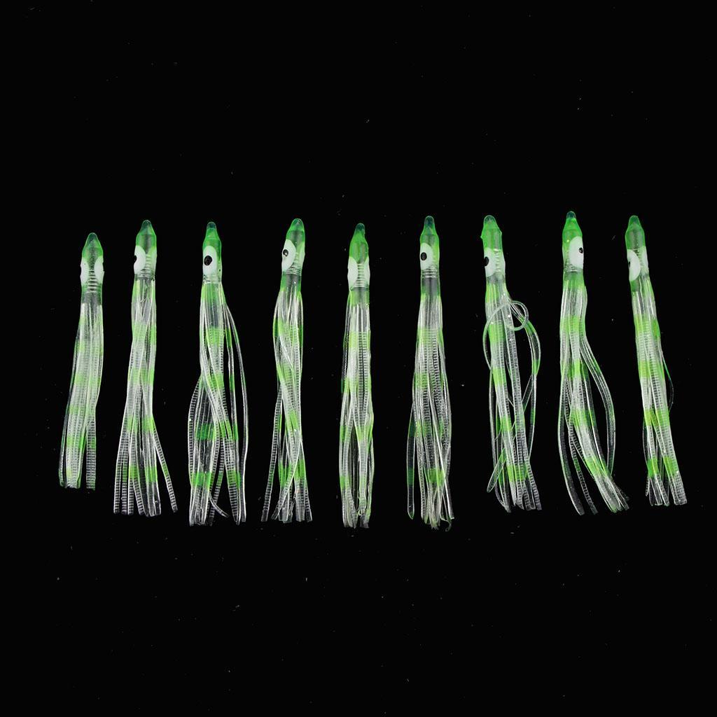 30pcs Artificial Squid Skirts Lures Saltwater Trolling Baits Green/Brown
