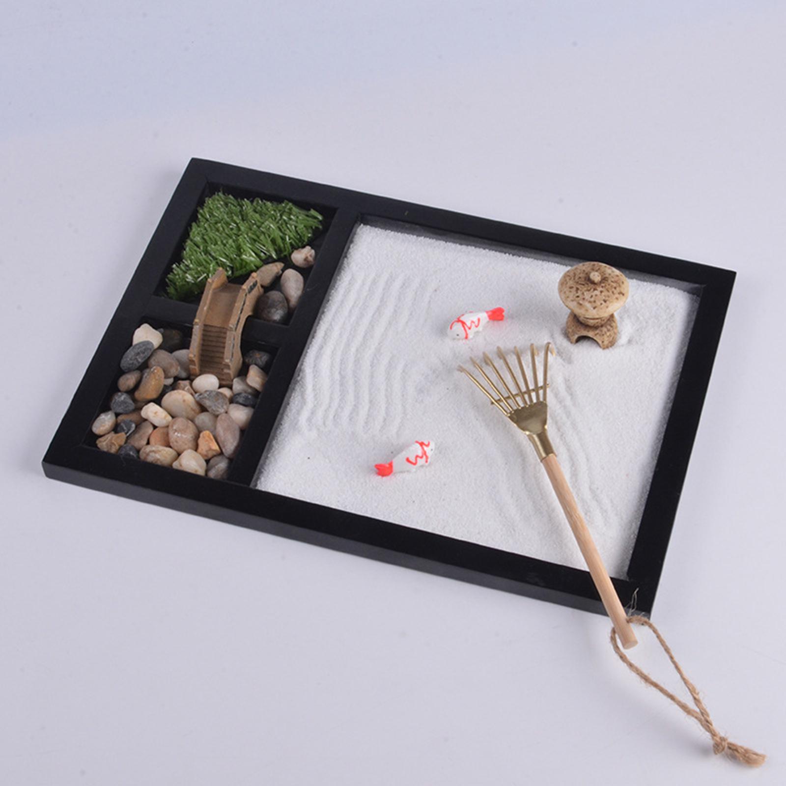 Japanese Zen Garden Kit for Desk Office Table Mini Zen Sand Garden Kit for Meditation