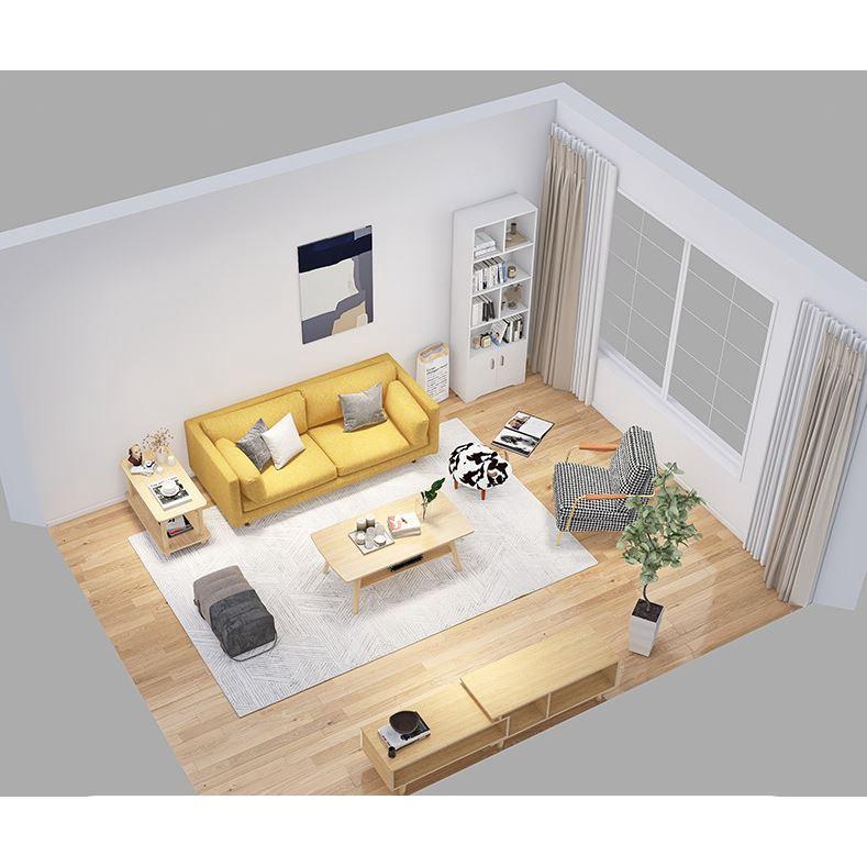 Bàn trà sofa căn hộ nhỏ - Tab đầu giường - Kệ decor 2 tầng chân gỗ tự nhiên phong cách hiện đại