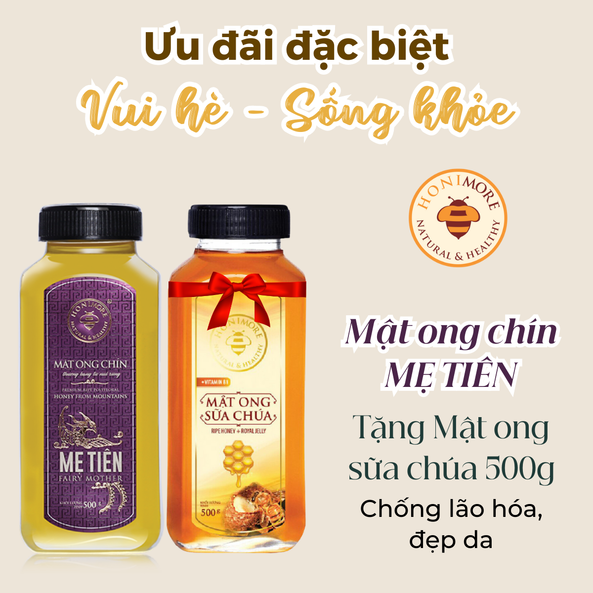 Mật ong rừng thượng hạng Mẹ Tiên Honimore 500g - tăng cường sức đề kháng