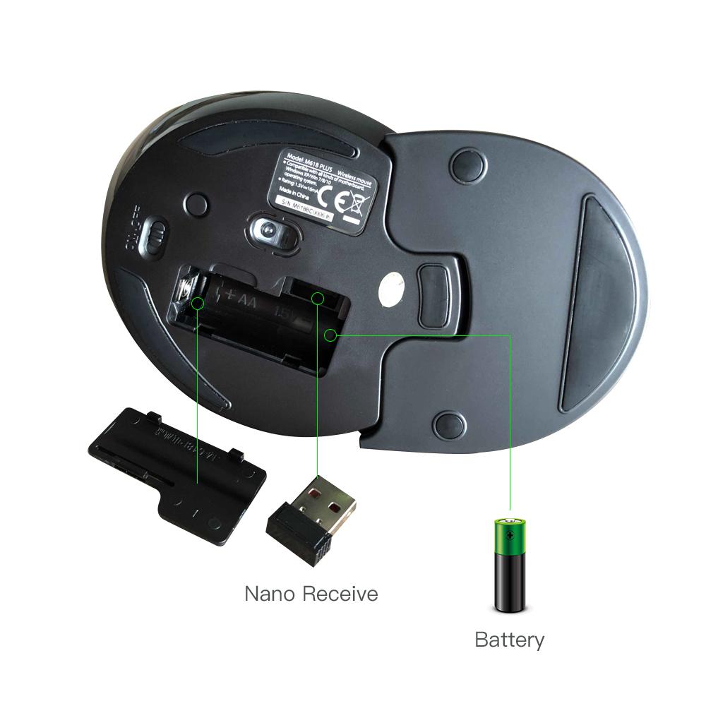 Chuột quang di động không dây Delux M618 Plus 2.4G Blue Light với Bộ thu USB 800/1000/1600 DPI 3 cấp độ