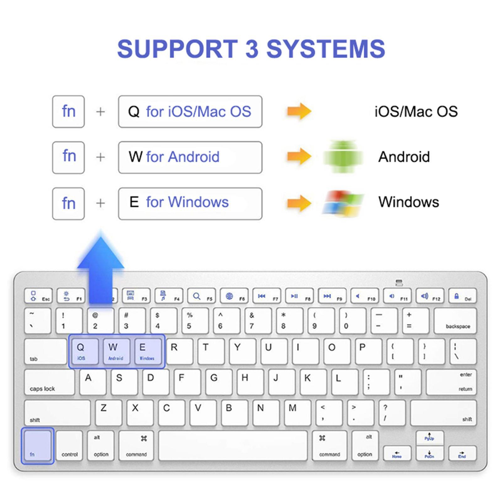 -Thin 78 Key Wireless Bluetooth Keyboard Keypad French for Computer