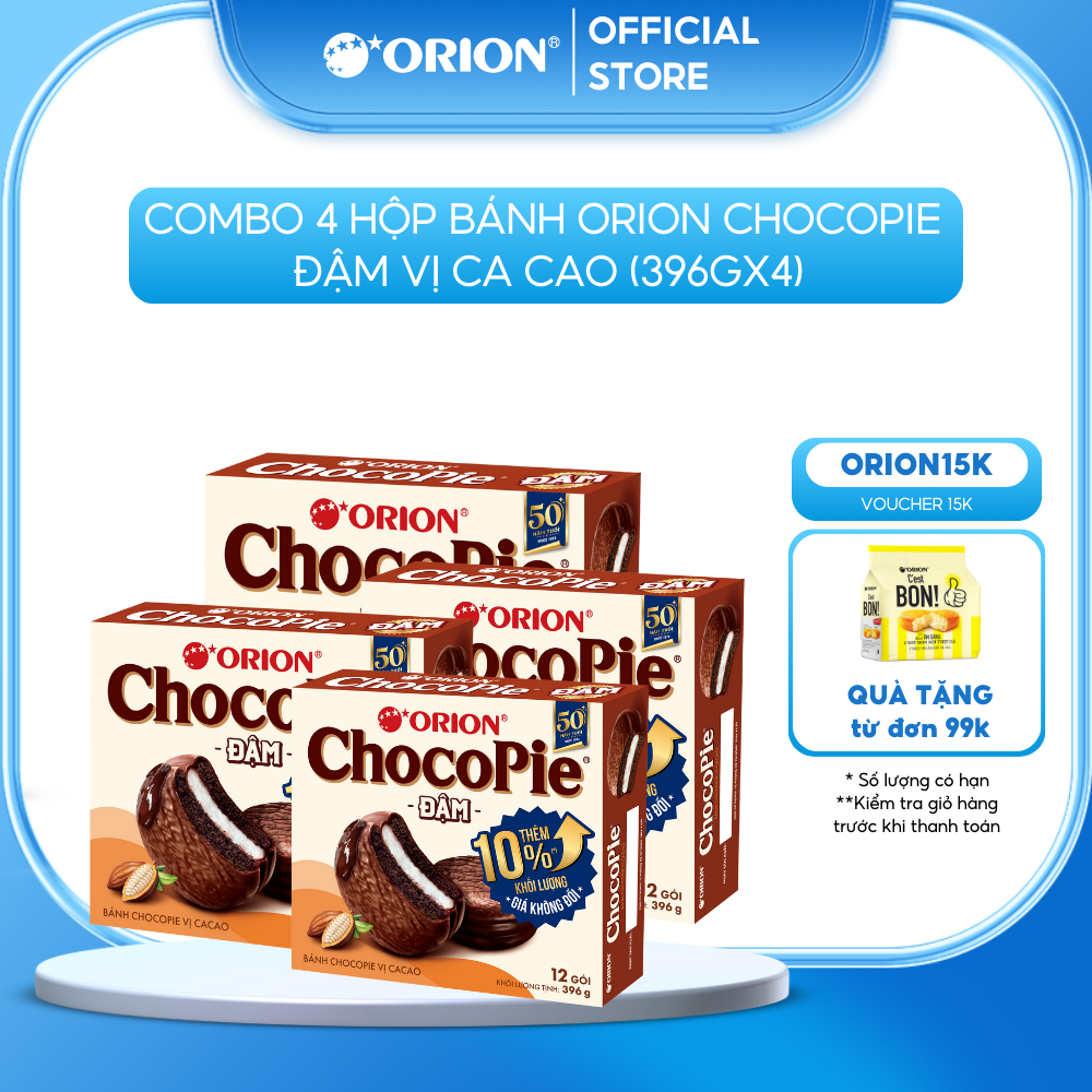 Combo 4 Hộp Bánh ChocoPie ĐẬM vị cacao Orion 360G