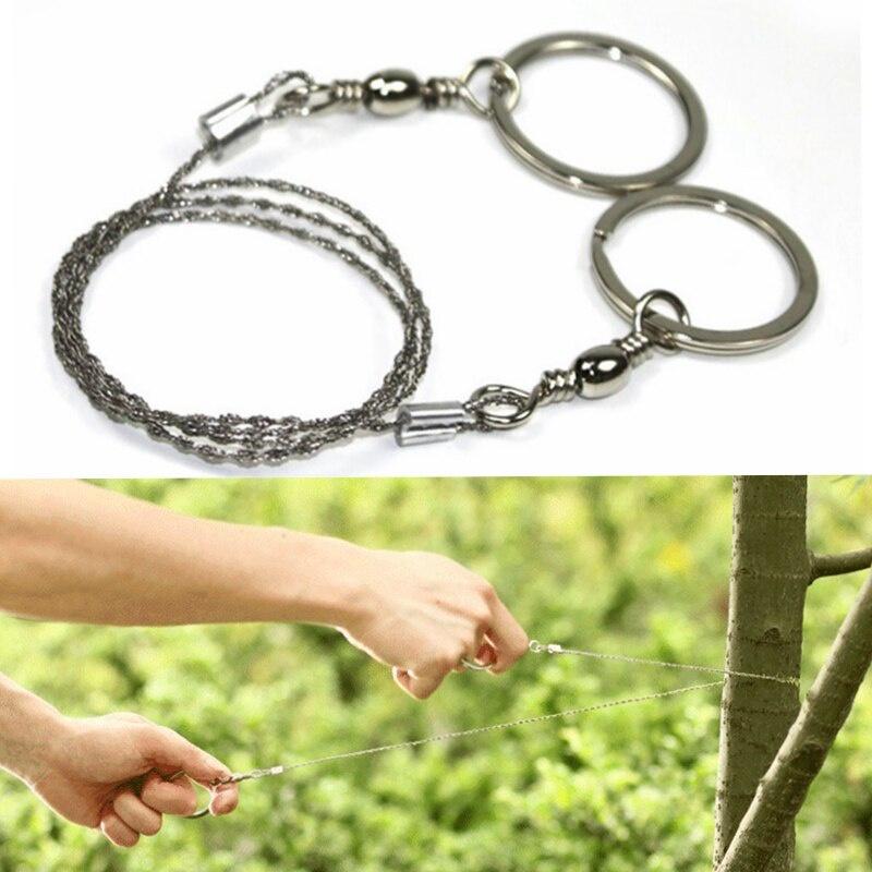 55cm Silver Stainless Steel Wire Saw Emergency Travel Kit Camp Hike Scroll Outdoor Survive Tool Hunt Flint Cut Equipment