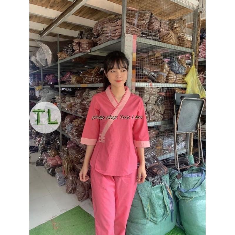 Đồ Lam Đi Chùa Pháp Phục Phật Giáo 3 nút kate s3
