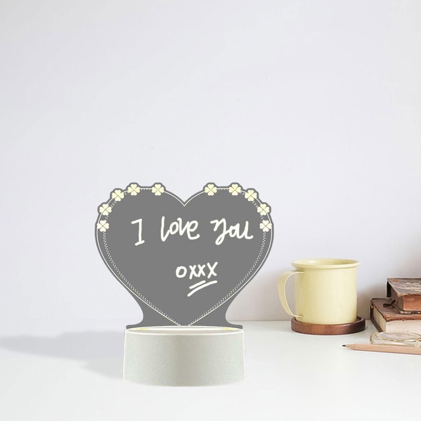 USB Message Boards Sign 3 Color LED Lamp Creative with Pen Note Memo Acrylic Whiteboard Bar Cafe Office Home Writing Note Board for Gift