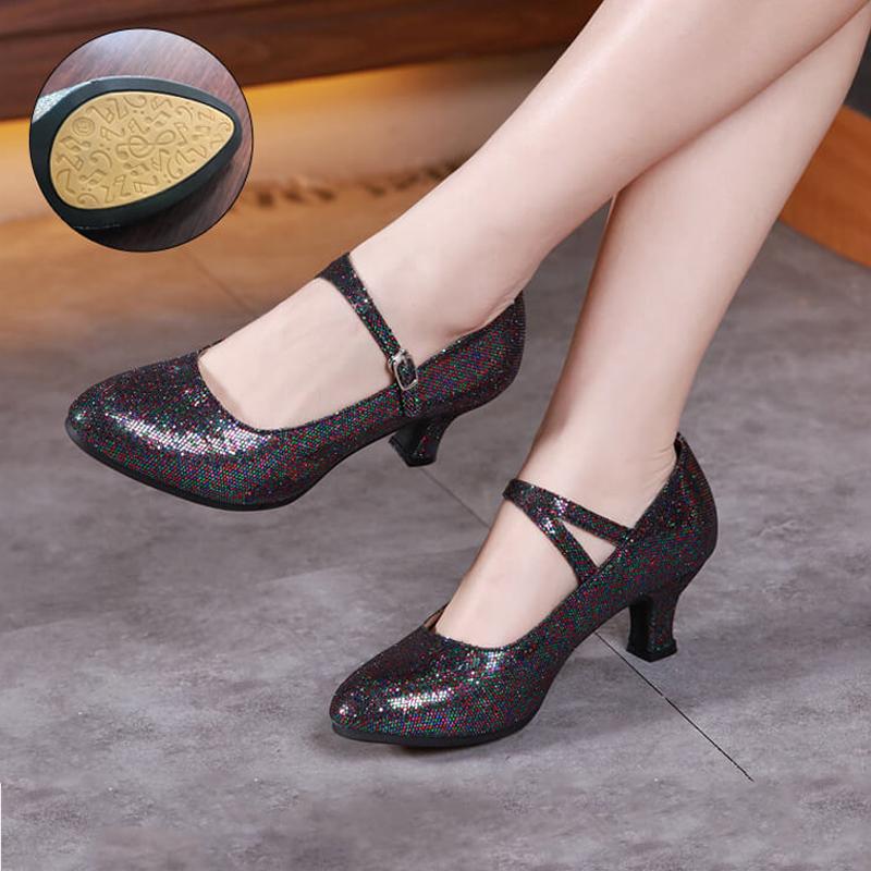 Giày khiêu vũ Latin Latin Phụ nữ Giày khiêu vũ chuyên nghiệp Giày nữ Color: 5.5cm gold Shoe Size: 35