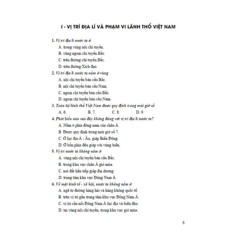 Sách - Trắc nghiệm địa lí 8