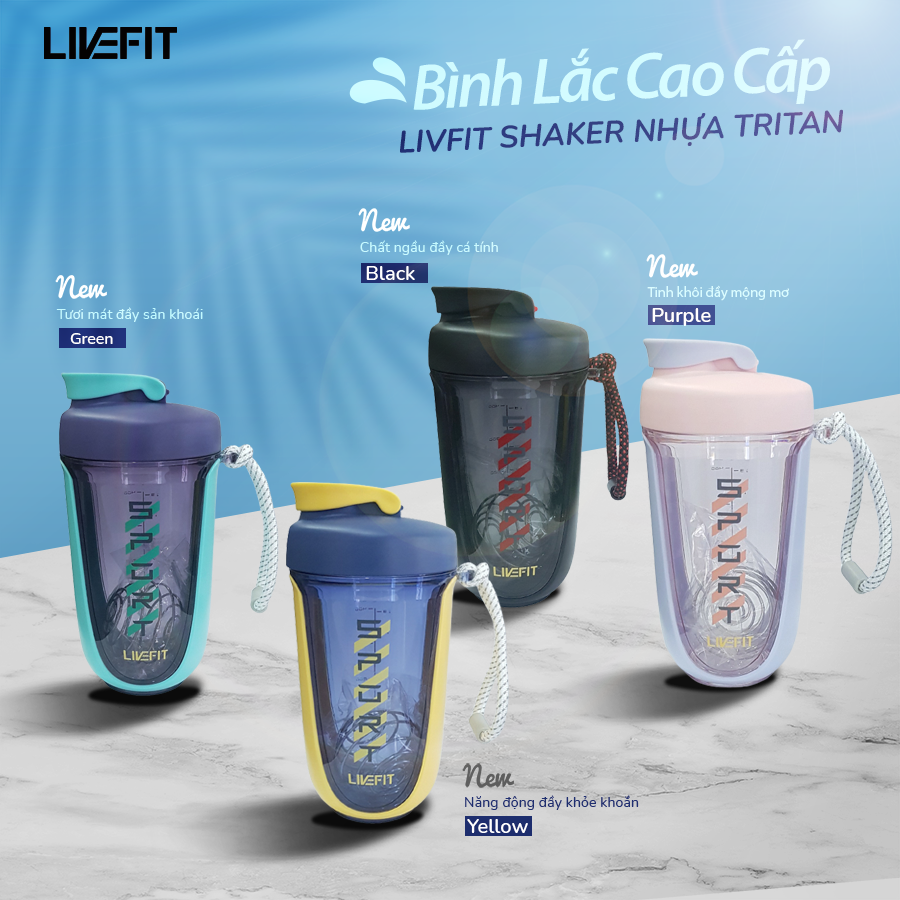 Bình Lắc Livefit Shaker Bằng Tritan Cao Cấp 550Ml - Tím