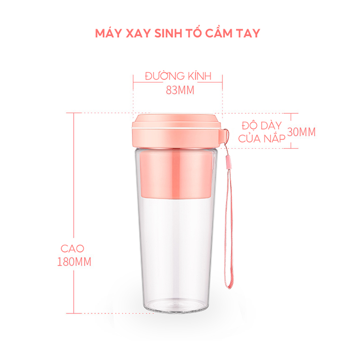 Máy Xay Sinh Tố Mini Cầm Tay Dung Tích 270ml 4 Lưỡi Xay Công Suất Mạnh