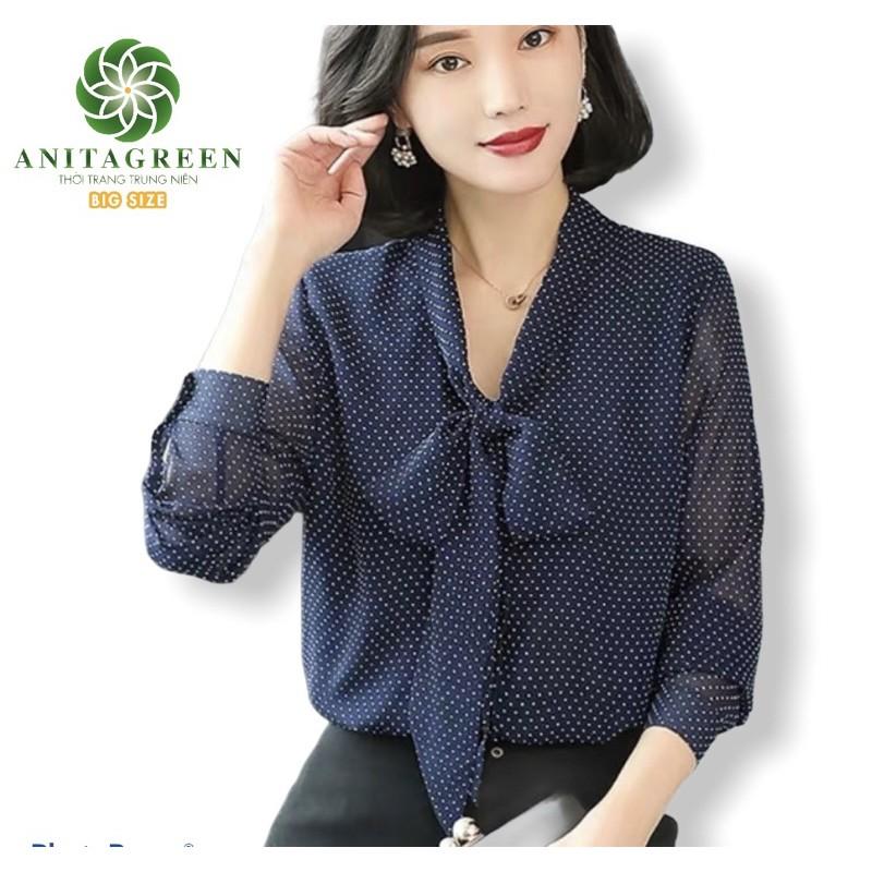 Áo chấm bi tay dài thắt nơ AG80-1120