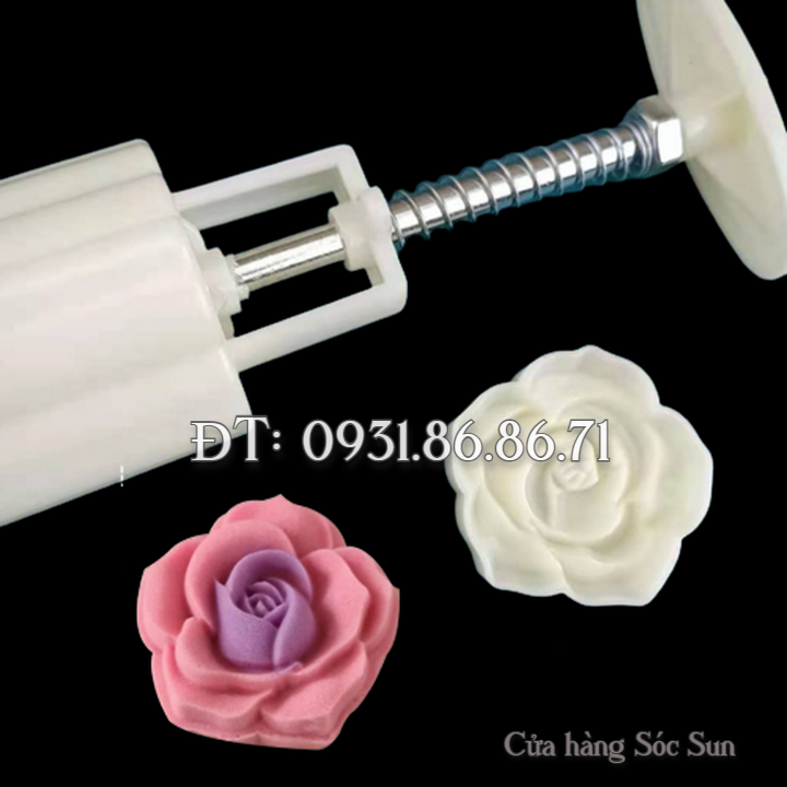 Khuôn trung thu lò xo 1 mặt hoa hồng loại 50 gram - Mã số 1740