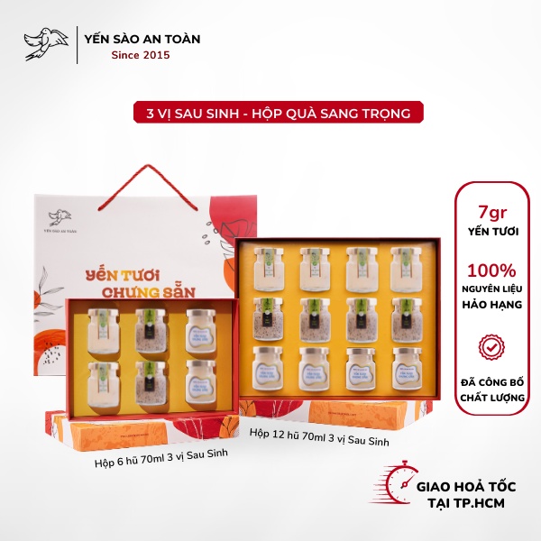 Yến chưng sẵn cho mẹ sau sinh mix nhiều vị đậm đặc từ tổ yến tươi Khánh Hòa Yến Sào An Toàn Lốc 6 và 12 hũ 70ml