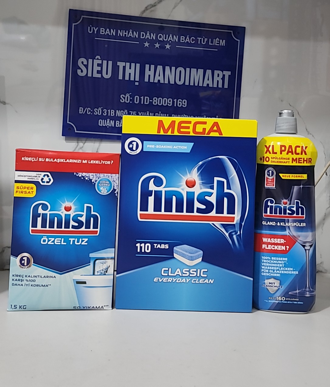 combo viên rửa bát finish 110 viên+muối rửa bát finish 1,5kg dùng cho máy rửa bát