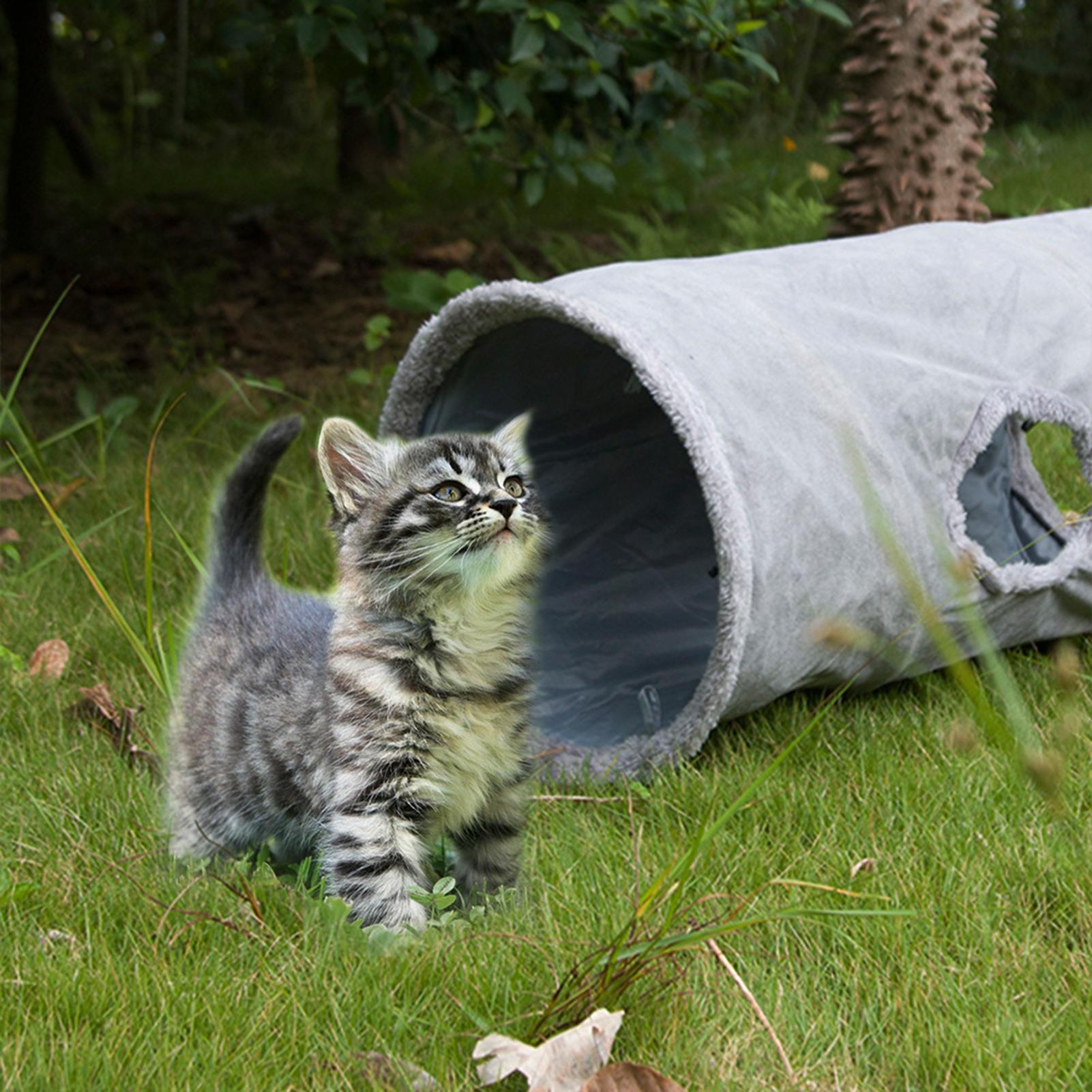 Đồ chơi cho mèo kiểu đường hầm, bằng da lộn có quả bóng, 67 * 30cm