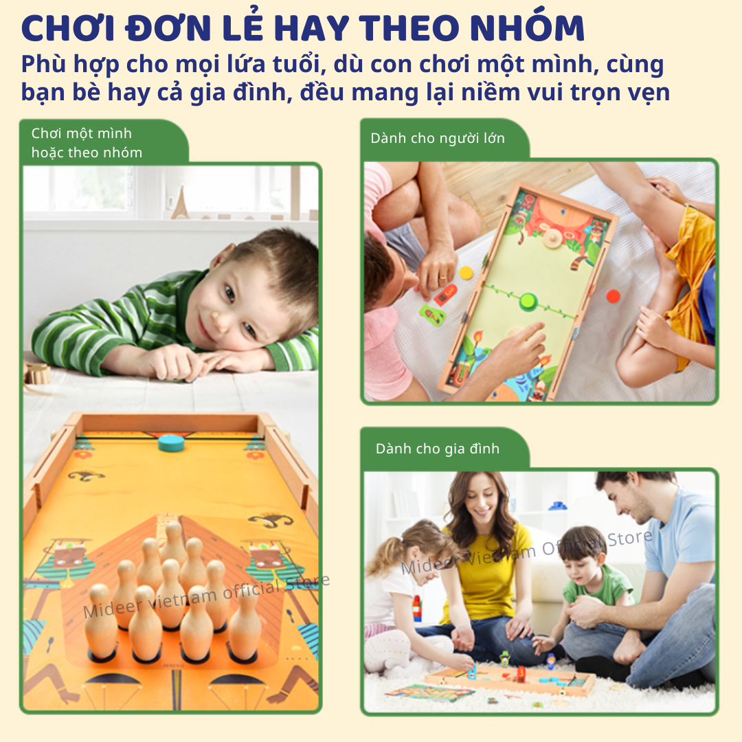 Cờ búng xuyên lỗ đối kháng bằng gỗ cao cấp Mideer 10 in 1 Carrom Board Game , đồ chơi trí tuệ cho bé