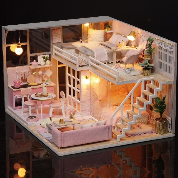 Mô hình nhà DIY Doll House Girlish Dream Kèm Mica Chống bụi